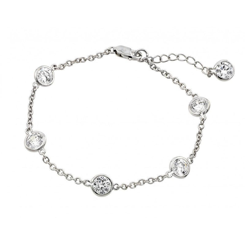 Silver 925 Rhodium Plated CZ Circles Bracelet - BGB00214 | Silver Palace Inc.