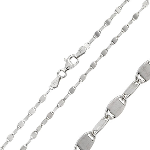 Silver 925 Rhodium Plated Alternating Lock Oval Confetti 030 Chain 2.5mm - CH123 RH | Silver Palace Inc.