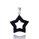 Closeout-Silver 925 Black Rhodium Plated Open Star Micro Pave CZ Pendant - ACP00027BLK | Silver Palace Inc.