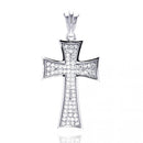 Silver 925 Rhodium Plated Cross Micro Pavet CZ Dangling Pendant - ACP00037