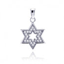 Silver 925 Rhodium Plated Star Of David Open CZ Dangling Pendant - ACP00038