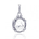 Silver 925 Rhodium Plated Round Micro Pave CZ Dangling Pendant - ACP00039 | Silver Palace Inc.