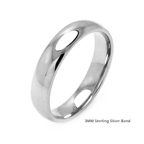 Silver 925 Plain Wedding Band Round Ring - RING01-3MM | Silver Palace Inc.