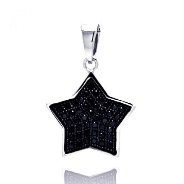 Closeout-Silver 925 Black Rhodium Plated Star CZ Dangling Pendant - ACP00043BLK | Silver Palace Inc.