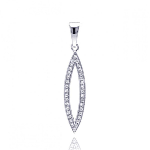 Silver 925 Rhodium Plated Open Marquis CZ Dangling Pendant - ACP00044 | Silver Palace Inc.