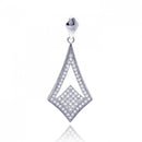 Silver 925 Rhodium Plated Micro Pave Sharp Teardrop CZ Dangling Pendant - ACP00045 | Silver Palace Inc.