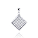 Silver 925 Rhodium Plated Square Micro Pave CZ Dangling Pendant - ACP00046