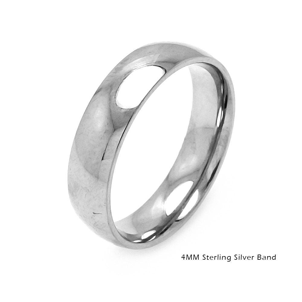 Silver 925 Plain Wedding Band Round Ring - RING01-4MM | Silver