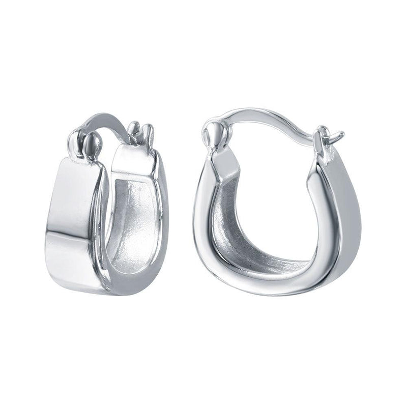 Silver 925 Rhodium Plated 'U' Shaped Hoop Earrings - STE00721 | Silver Palace Inc.