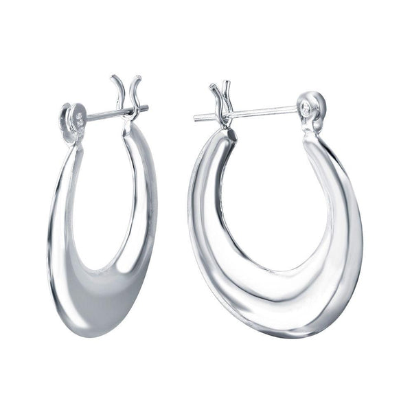 Silver 925 Rhodium Plated Crescent Hoop Earrings - STE00726 | Silver Palace Inc.