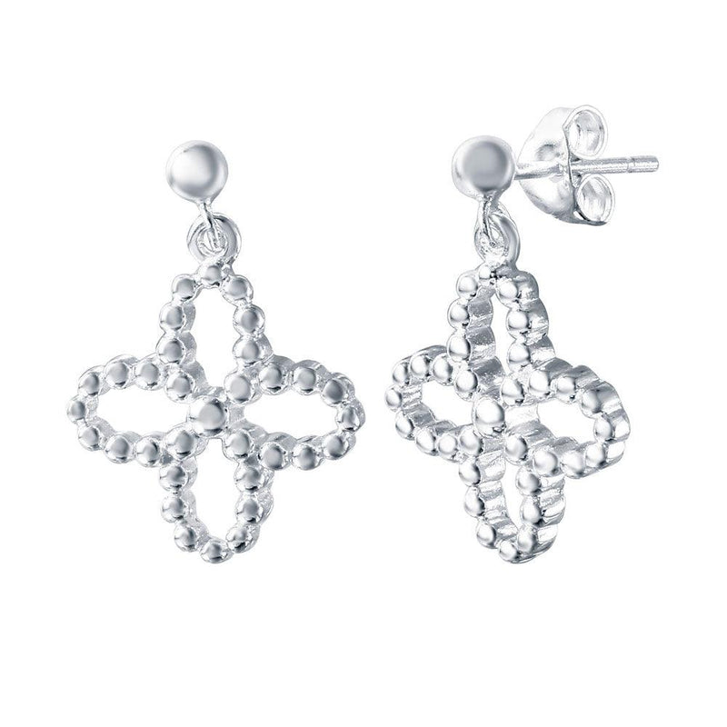 Silver 925 Rhodium Plated Clover Dangling Stud Earrings - STE00728 | Silver Palace Inc.