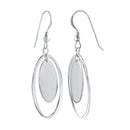 Silver 925 Rhodium Plated Oval Dangling Hook Earrings - STE00731 | Silver Palace Inc.