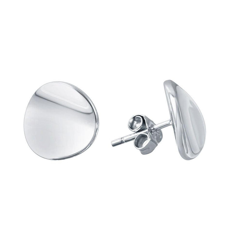 Silver 925 Rhodium Plated Concave Circle Stud Earrings - STE00736 | Silver Palace Inc.