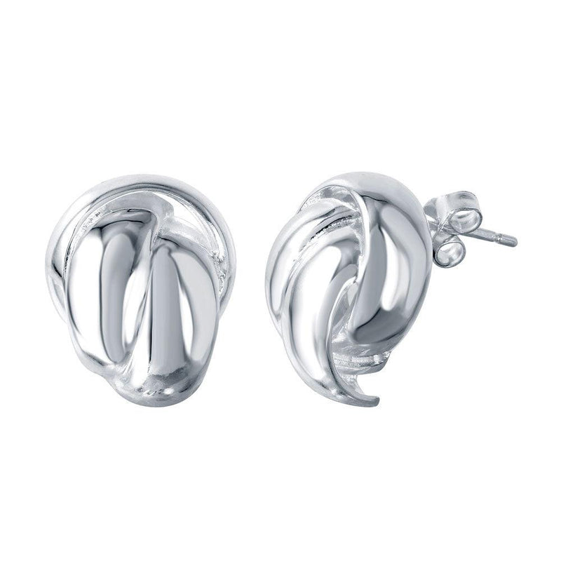 Silver 925 Rhodium Plated Overlapping Stud Earrings - STE00740 | Silver Palace Inc.