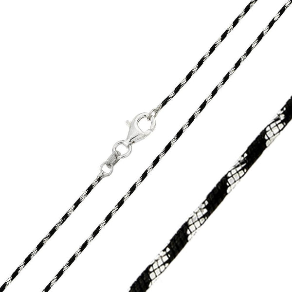 Silver 925 Black Rhodium Plated 8 Sided Snake B-W DC 020 Chain - CH247 BLK | Silver Palace Inc.