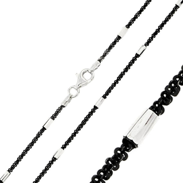 Silver 925 Black Rhodium Plated Roc 030 Chain with DC Tube - CH244 BLK | Silver Palace Inc.