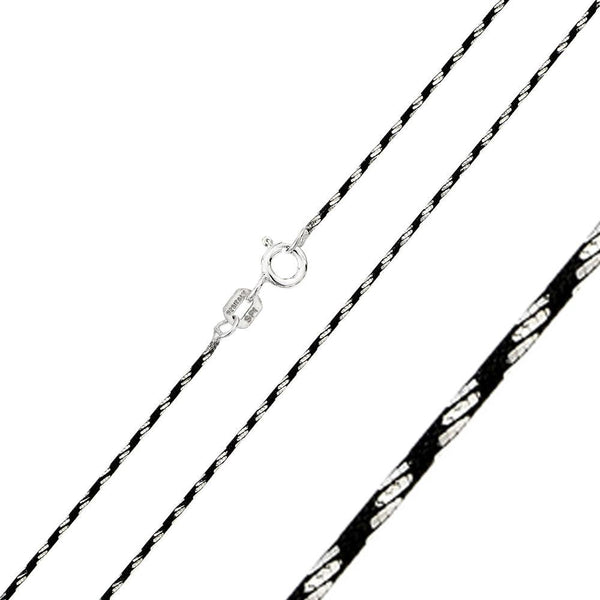 Silver 925 Black Rhodium Plated Round Snake B-W DC 020 Chain - CH246 BLK | Silver Palace Inc.