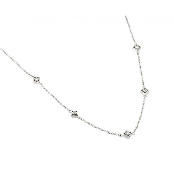 Silver 925 Rhodium Plated CZ Squares Pendant - BGP00958 | Silver Palace Inc.