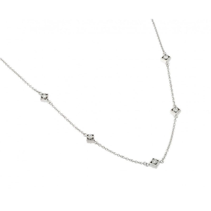 Silver 925 Rhodium Plated CZ Squares Pendant - BGP00958 | Silver Palace Inc.