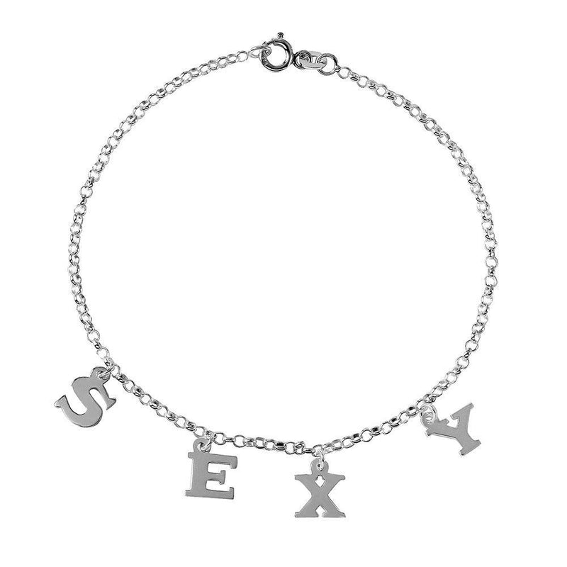 Silver 925 SEXY Dangling Charm Link Anklet - ANK00007 | Silver Palace Inc.