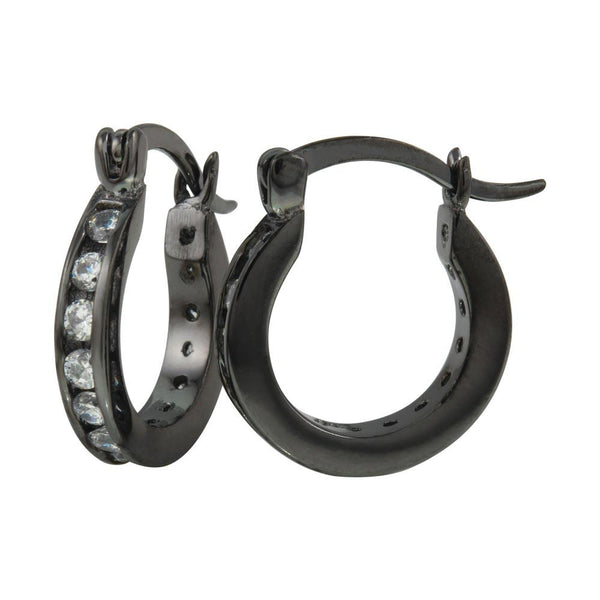 Silver 925 Black Rhodium Plated 10mm Hoop Earrings - AAE00005BLK-10MM | Silver Palace Inc.