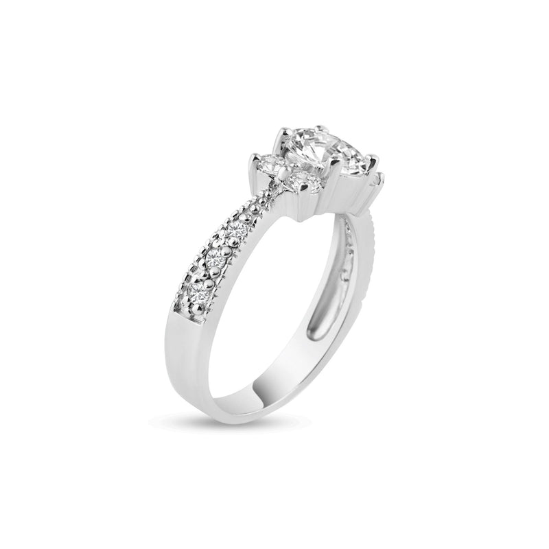 Silver 925 Rhodium Plated Oval Center Pave Clear CZ Engagement Ring - AAR0003CLR | Silver Palace Inc.