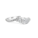 Rhodium Plated 925 Sterling Silver Clear Pave CZ Engagement Ring Set - AAR0069
