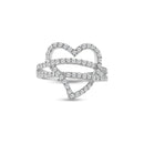 Silver 925 Rhodium Plated Pave Set CZ Open Heart Ring - AAR0070