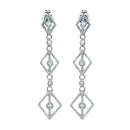 Silver 925 Rhodium Plated Dangling Linked Rhombus Earrings with CZ - ACE00009 | Silver Palace Inc.