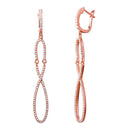 Silver 925 Rose Gold Plated Dangling Infinity CZ Dangling Earrings - ACE00103RGP | Silver Palace Inc.