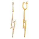 Silver 925 Gold Plated Dangling Lightning CZ huggie hoop Earrings - ACE00102GP | Silver Palace Inc.