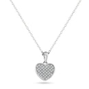 Silver 925 Rhodium Plated Heart CZ Dangling Pendant - ACP00029 | Silver Palace Inc.