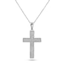 Silver 925 Rhodium Plated Cross Micro Pave CZ Dangling Pendant - ACP00030 | Silver Palace Inc.