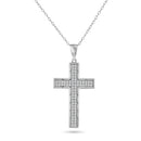 Silver 925 Rhodium Plated Cross CZ Dangling Pendant - ACP00032 | Silver Palace Inc.
