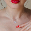 Silver 925 Rhodium Plated Star Of David Open CZ Dangling Pendant - ACP00038