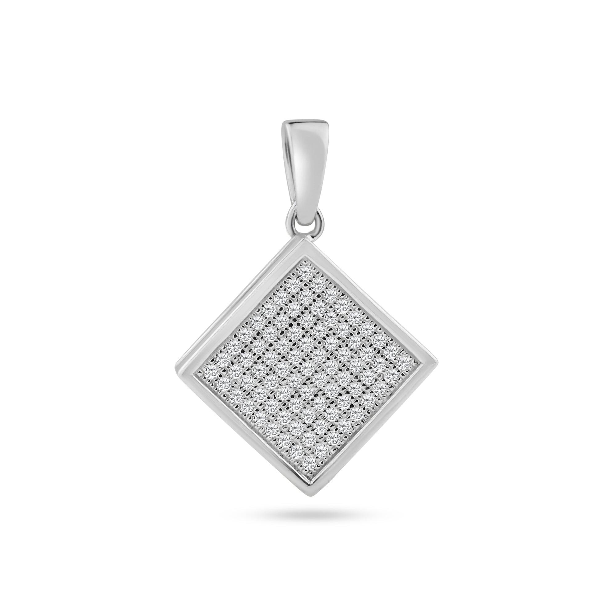 Silver 925 Rhodium Plated Square Micro Pave CZ Dangling Pendant - ACP00046 | Silver Palace Inc.