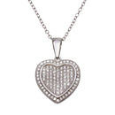 Silver 925 Rhodium Plated Heart Micro Pave CZ Dangling Pendant - ACP00047 | Silver Palace Inc.