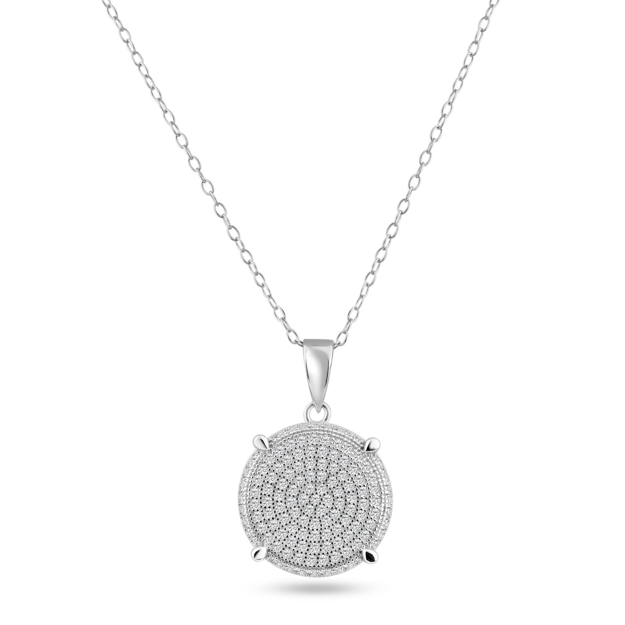 Silver 925 Rhodium Plated Circle CZ Dangling Pendant - ACP00051 | Silver Palace Inc.
