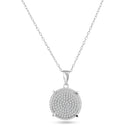 Silver 925 Rhodium Plated Circle CZ Dangling Pendant - ACP00051 | Silver Palace Inc.