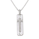 Silver 925 Rhodium Plated Cross Inlay Micro Pave CZ Dangling Pendant - ACP00062 | Silver Palace Inc.
