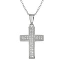 Silver 925 Rhodium Plated Cross Inlay Micro Pave CZ Cross Pendant - ACP00069RHD | Silver Palace Inc.