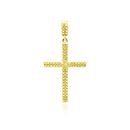 Silver 925 Gold Plated Cross Micro Pave CZ Dangling Pendant - ACP00080GP
