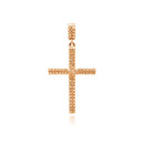 Silver 925 Rose Gold Plated Cross Micro Pave CZ Dangling Pendant - ACP00080RGP