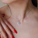 Silver 925 Rhodium Plated Square Micro Pave CZ Dangling Pendant - ACP00088