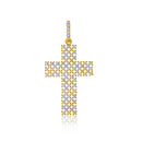 Silver 925 Rose Gold Plated Open Checkered Cross CZ Pendant - ACP00093GP