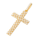 Silver 925 Gold Plated Thin Open Checkered Cross CZ Pendant - ACP00094GP