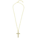 Silver 925 Gold Plated Thin Open Checkered Cross CZ Pendant - ACP00094GP