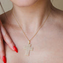 Colgante de circonita cúbica con cruz abierta gruesa chapada en oro de plata 925 - ACP00095GP