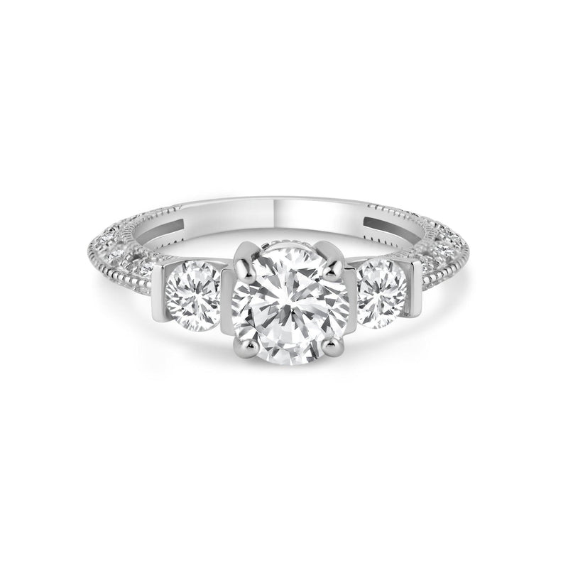 Silver 925 Rhodium Plated Pave Clear CZ Past Present Future Ring - ACR00001 | Silver Palace Inc.