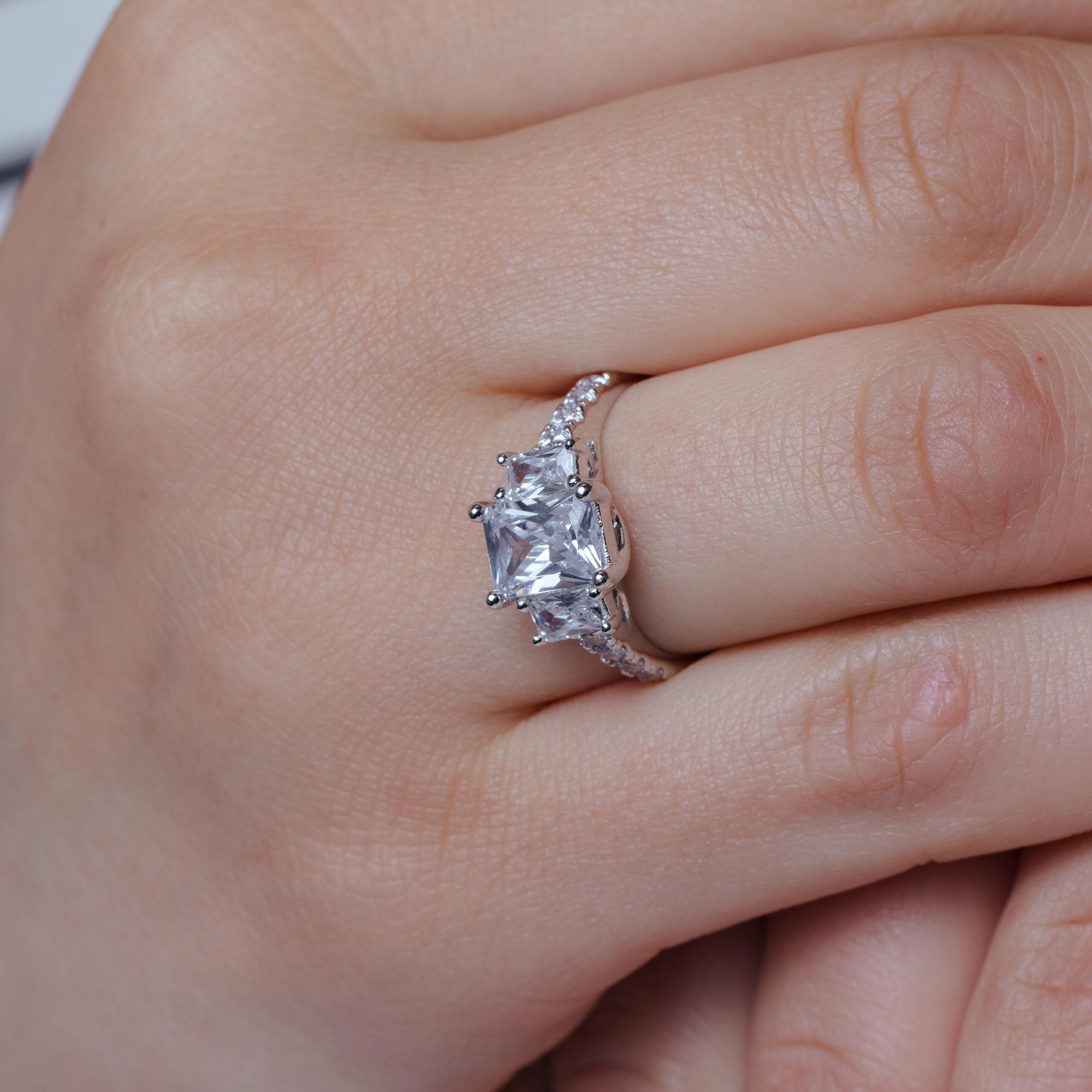 Silver 925 Rhodium Plated Micro Pave CZ Past Present Future Ring - ACR00003